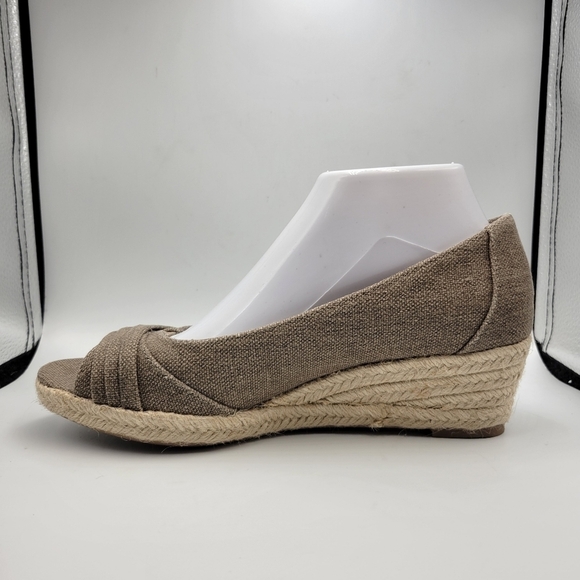 LifeStride Occupy Canvas Peep Toe Espadrille Wedges Sz 8.5 - Picture 8 of 10